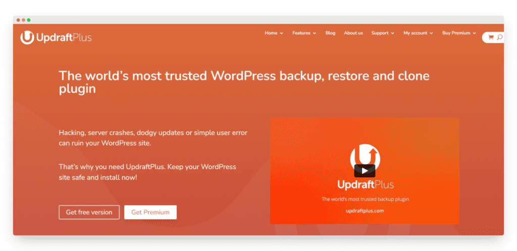 Updraft WordPress Backup Plugin - Homepage